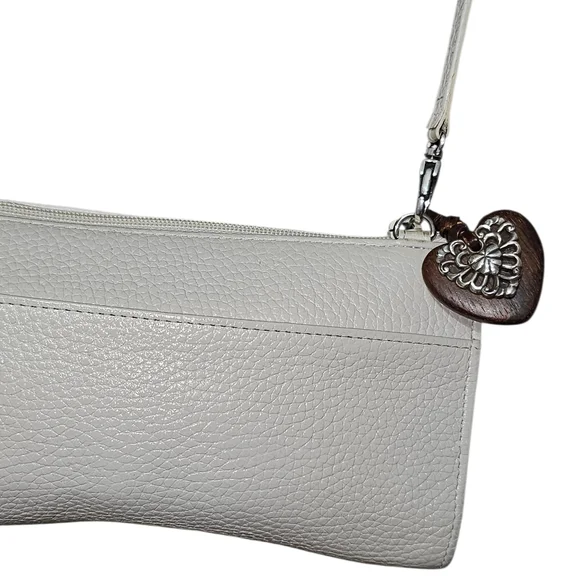BRIGHTON Enchanted Off White/Cream and Brown Leather Crossbody Bag w Dust Bag